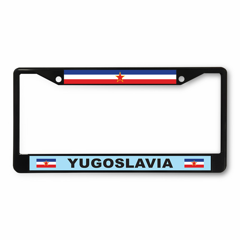 Metal License Plate Frame Vinyl Insert Yugoslavia Flag Places & Travel