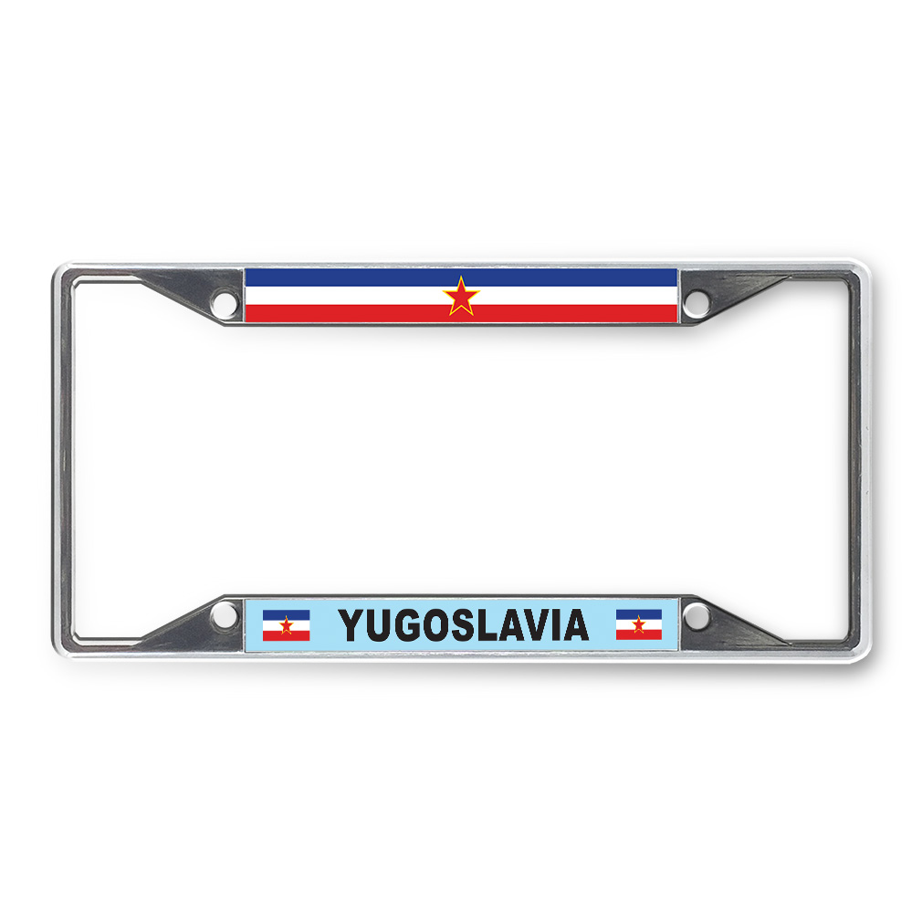 Metal License Plate Frame Vinyl Insert Yugoslavia Flag Places & Travel