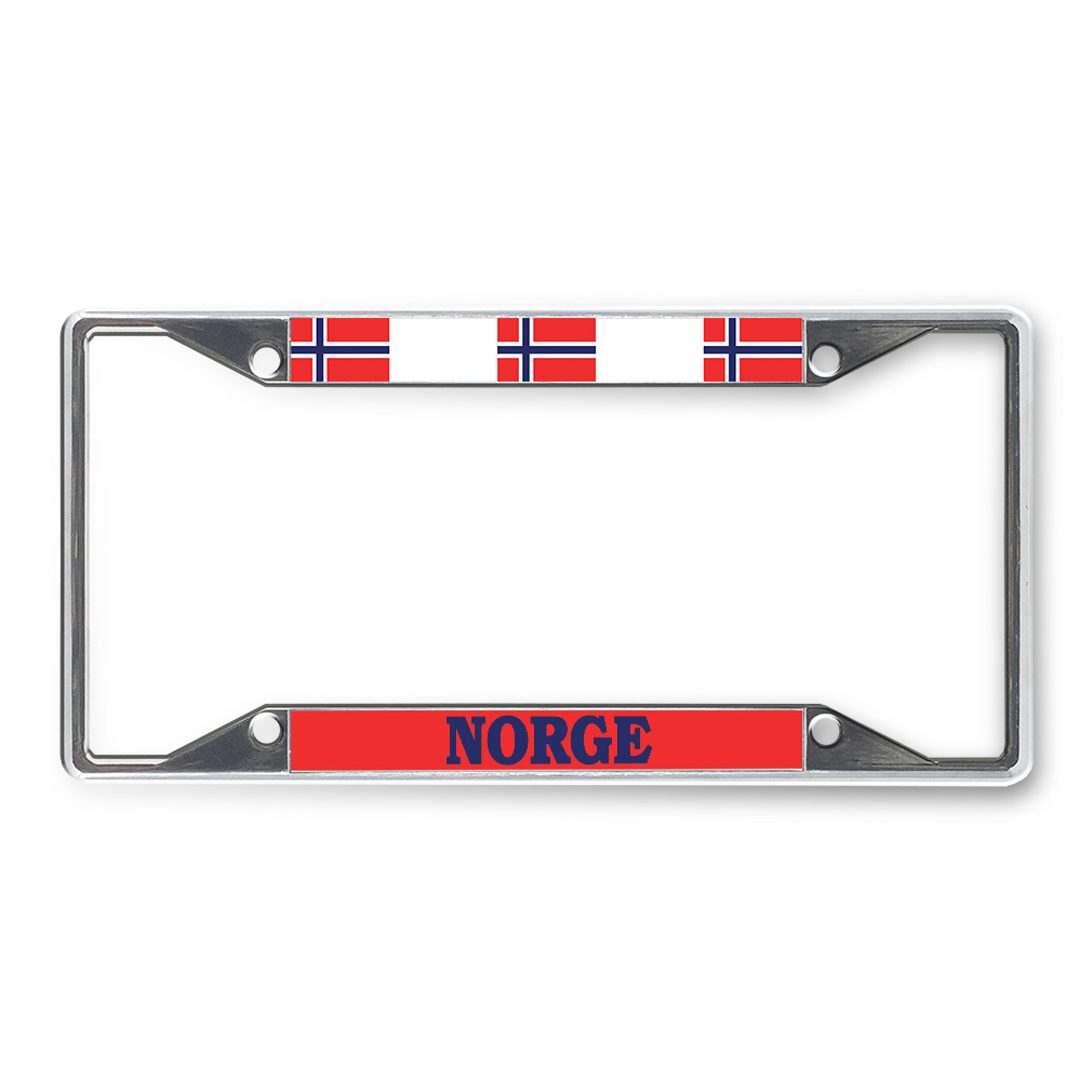 Metal License Plate Frame Vinyl Insert Norway Flag Foreign Languages eBay